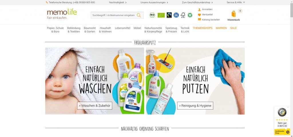Der memo Online Shop. Eine gute Alternative zu Amazon