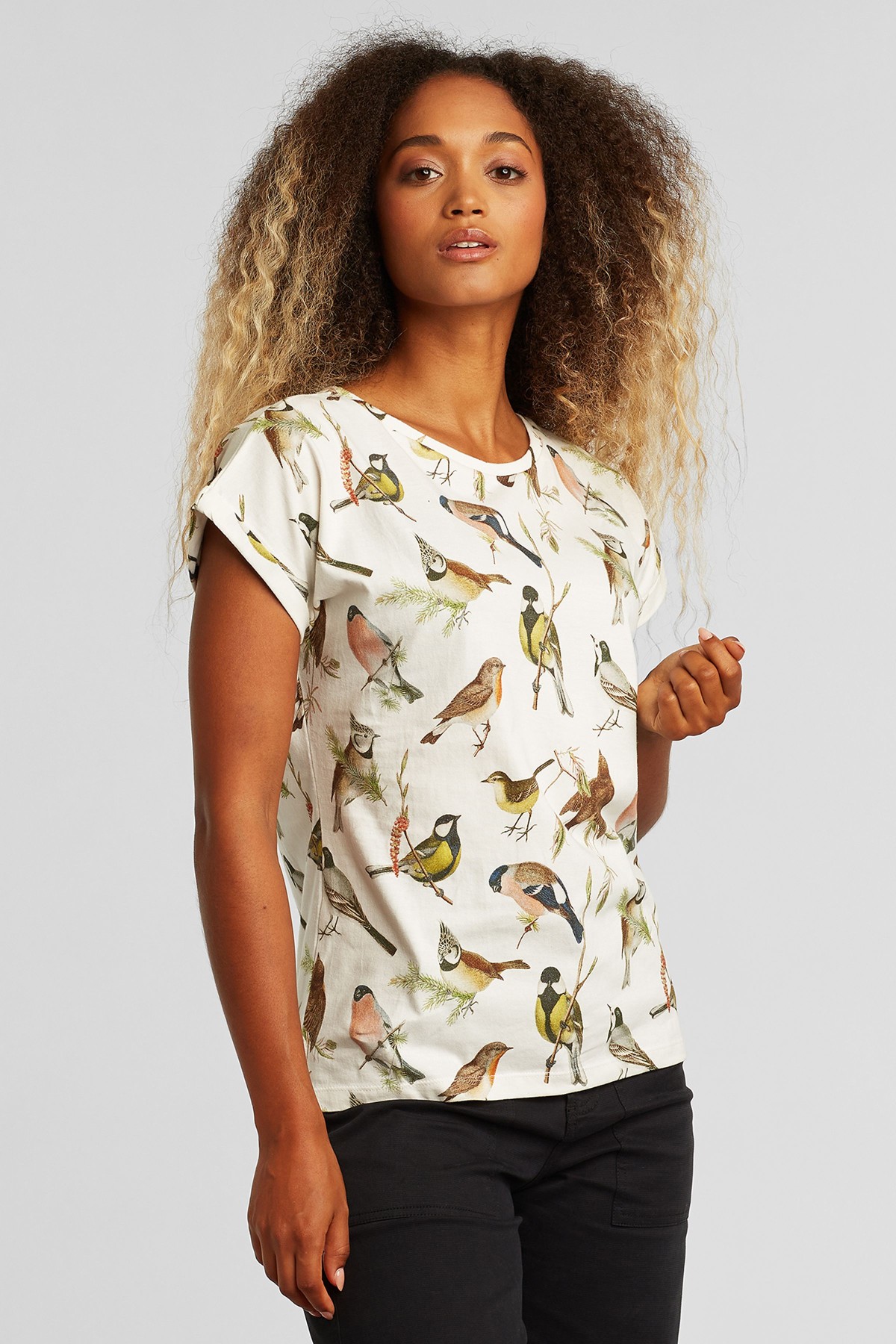 dedicated T-Shirt Visby Autumn Birds Off White