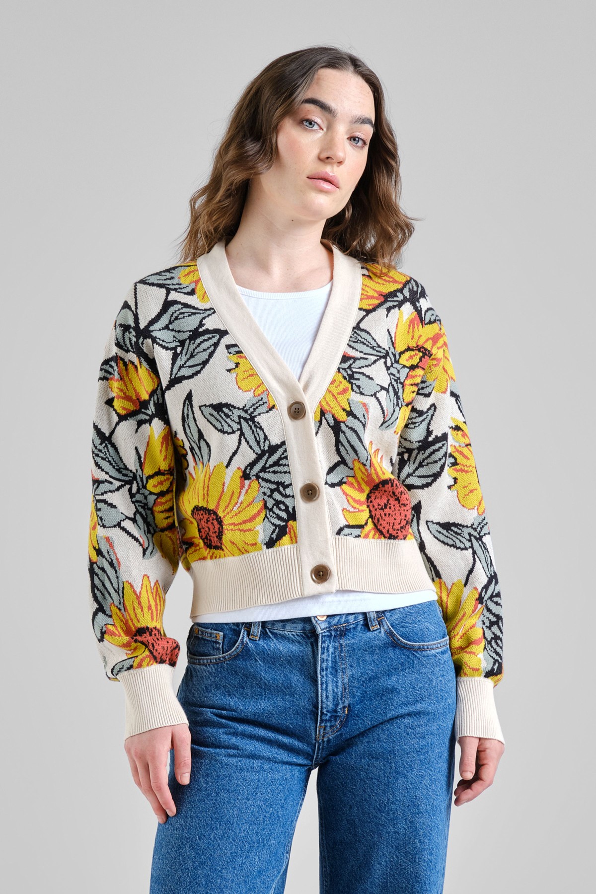 dedicated Cardigan Kanan Sunflower AOP Off White