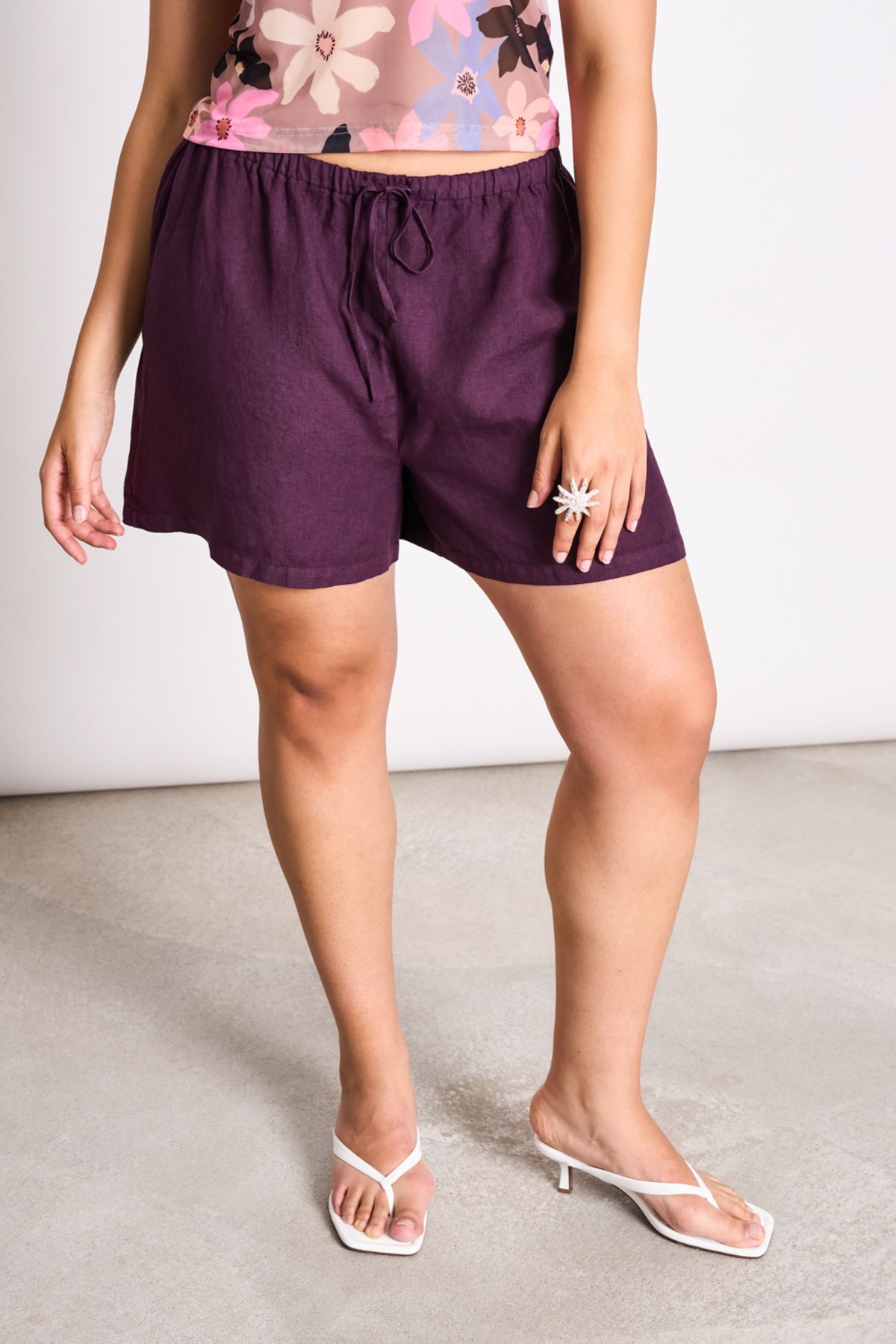 Shorts Marum Drawstring Linen Weinrot