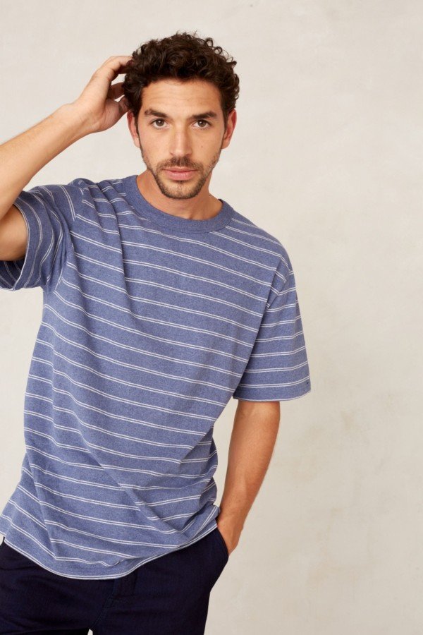 Kings of Indigo T-Shirt Sargon Azulon Stripe Blau | Loveco