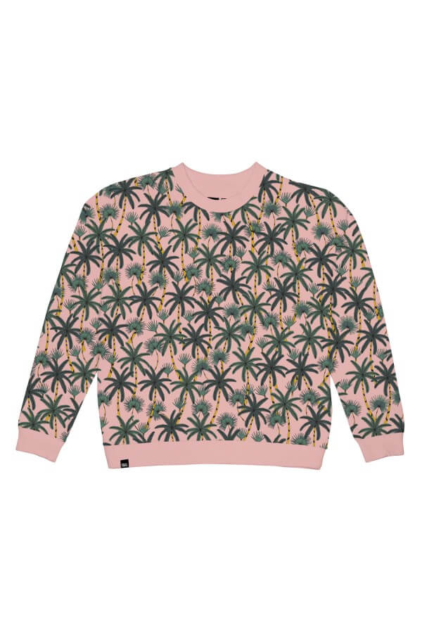 dedicated SWEATSHIRT YSTAD BEACH PALMS MELLOW PINK LOV12095 1