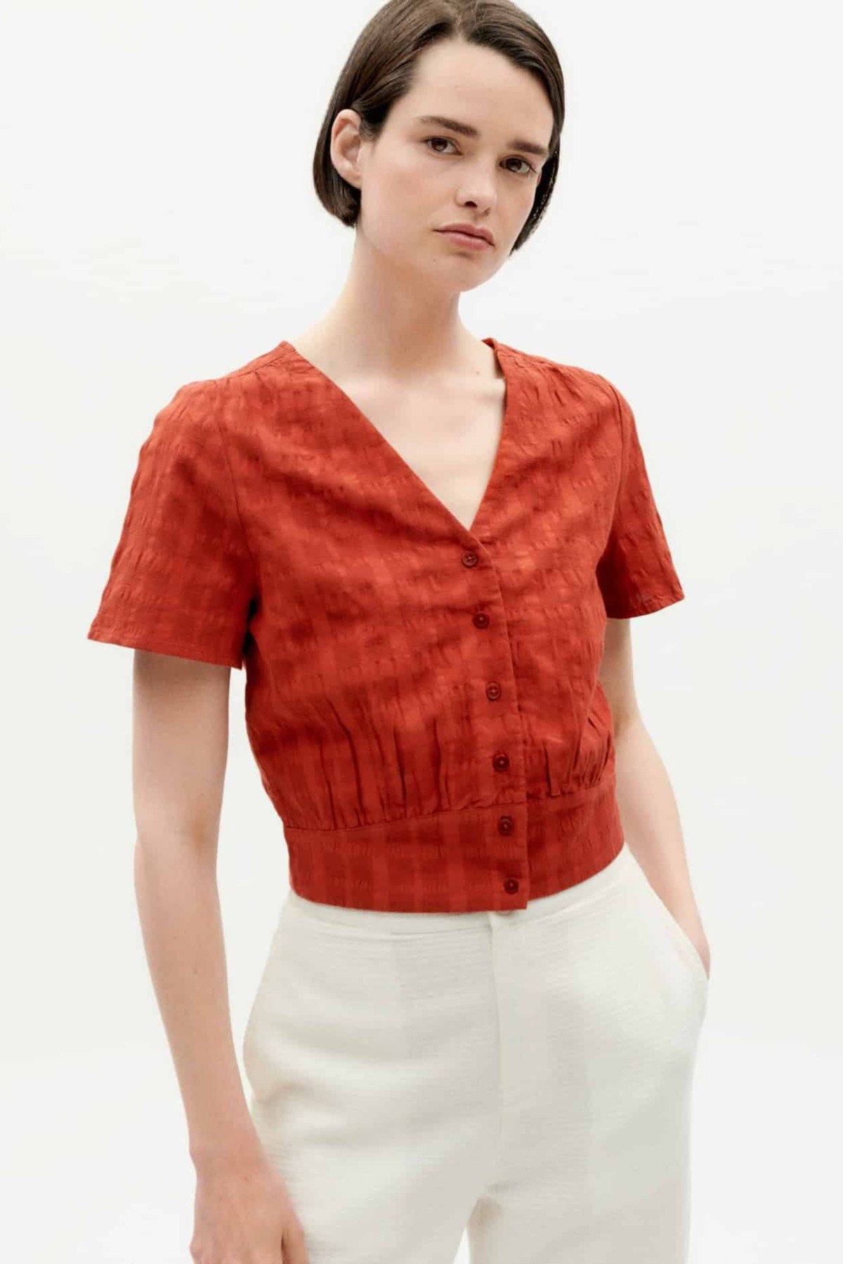 Bluse Celina Cuadrito Rot