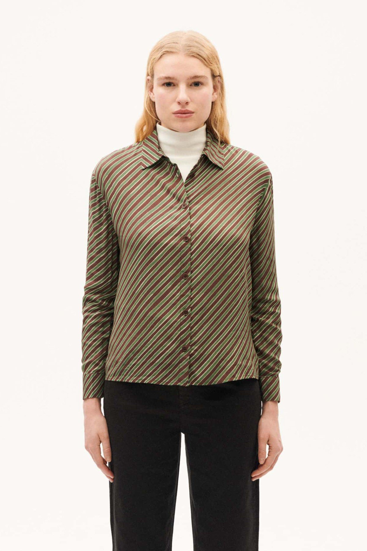 Bluse Kati Diagonal Steam Braun