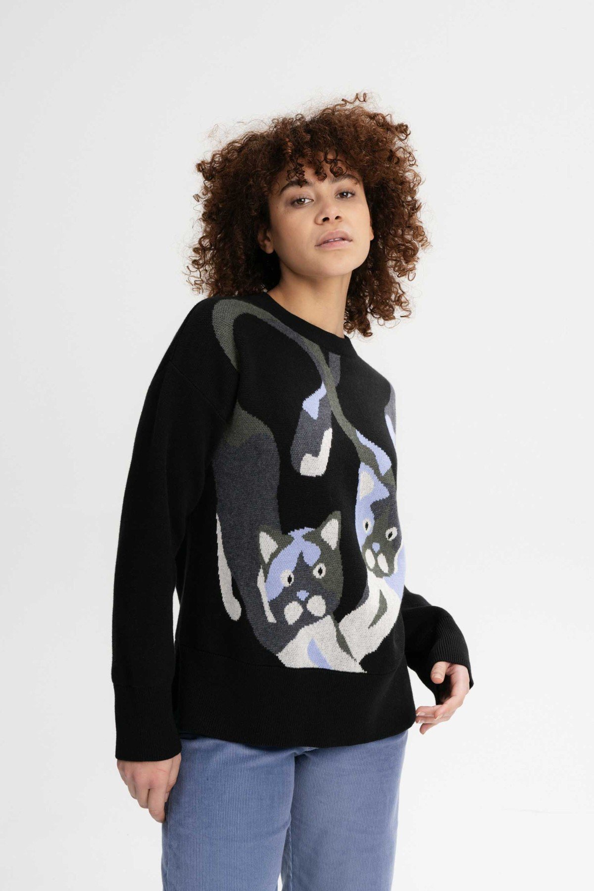 Strickpullover Faiza Cat Schwarz