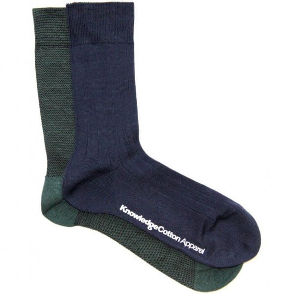 KnowledgeCotton Apparel SOCKS NARROW STRIPED 2PACK BLAU GRÜN LOV11556 1