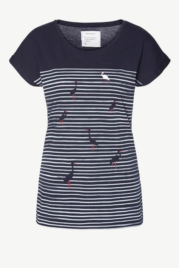 ARMEDANGELS T-SHIRT LIV CRANES ON WATER BLAU LOV11836 1