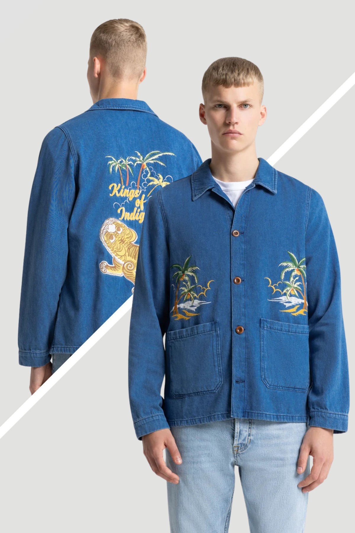 Jeansjacke Duncan Embroidery Blau