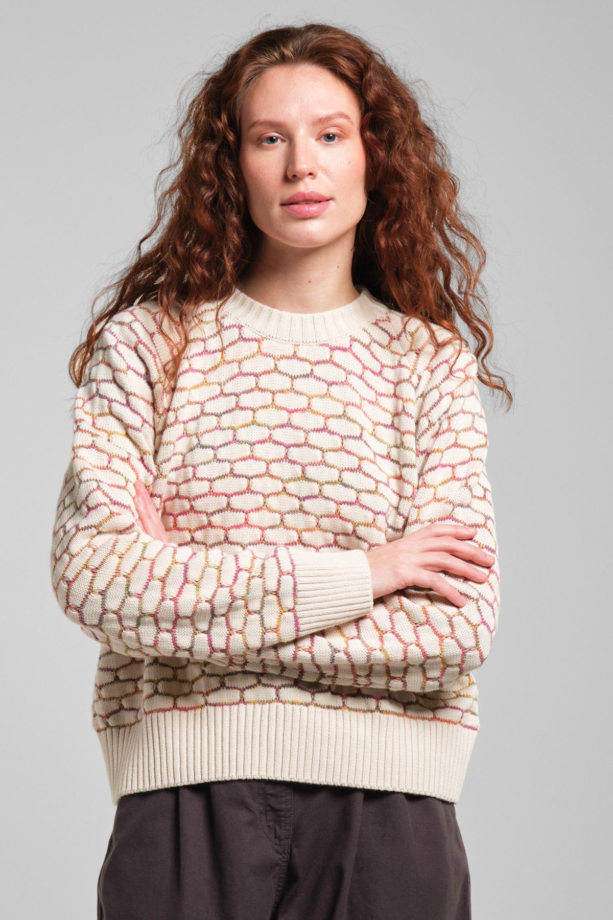Sweatshirt Husie Honey Comb Off White