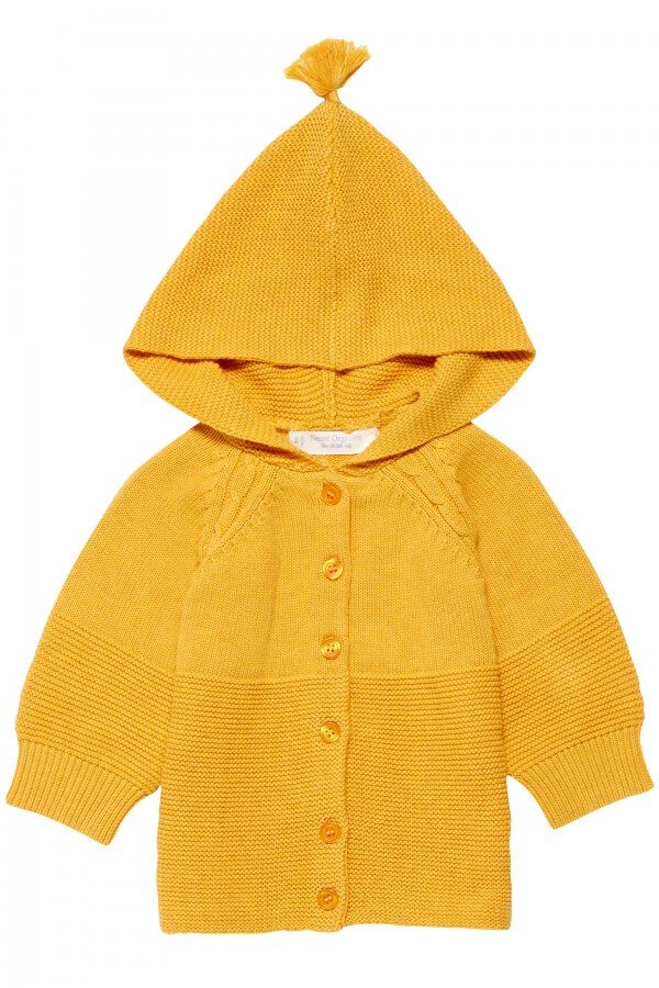 Sense Organics STRICKJACKE MIT KAPUZE PAUL MUSTARD GELB LOV12930 2