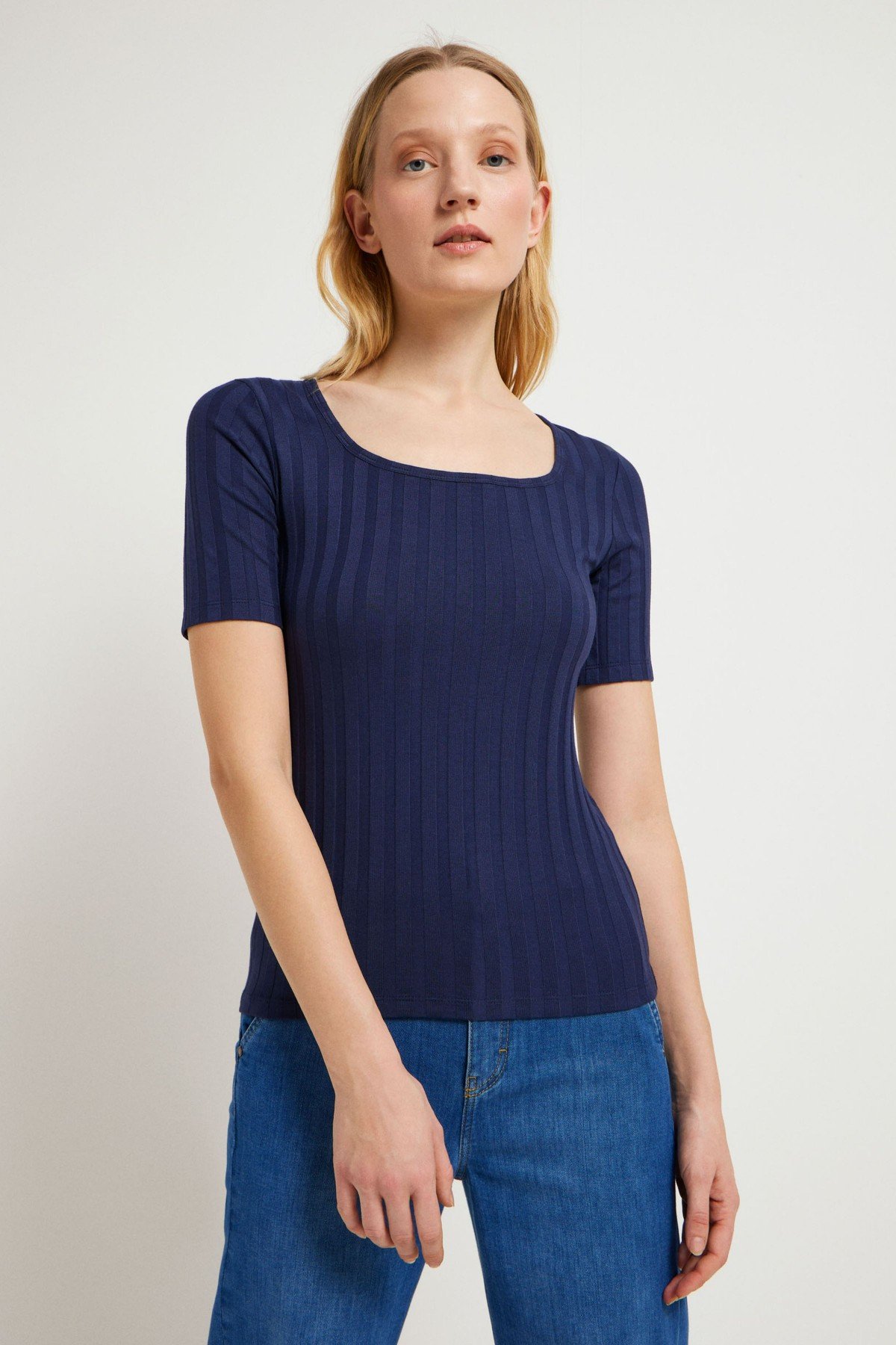 Halbarmshirt in Rippoptik