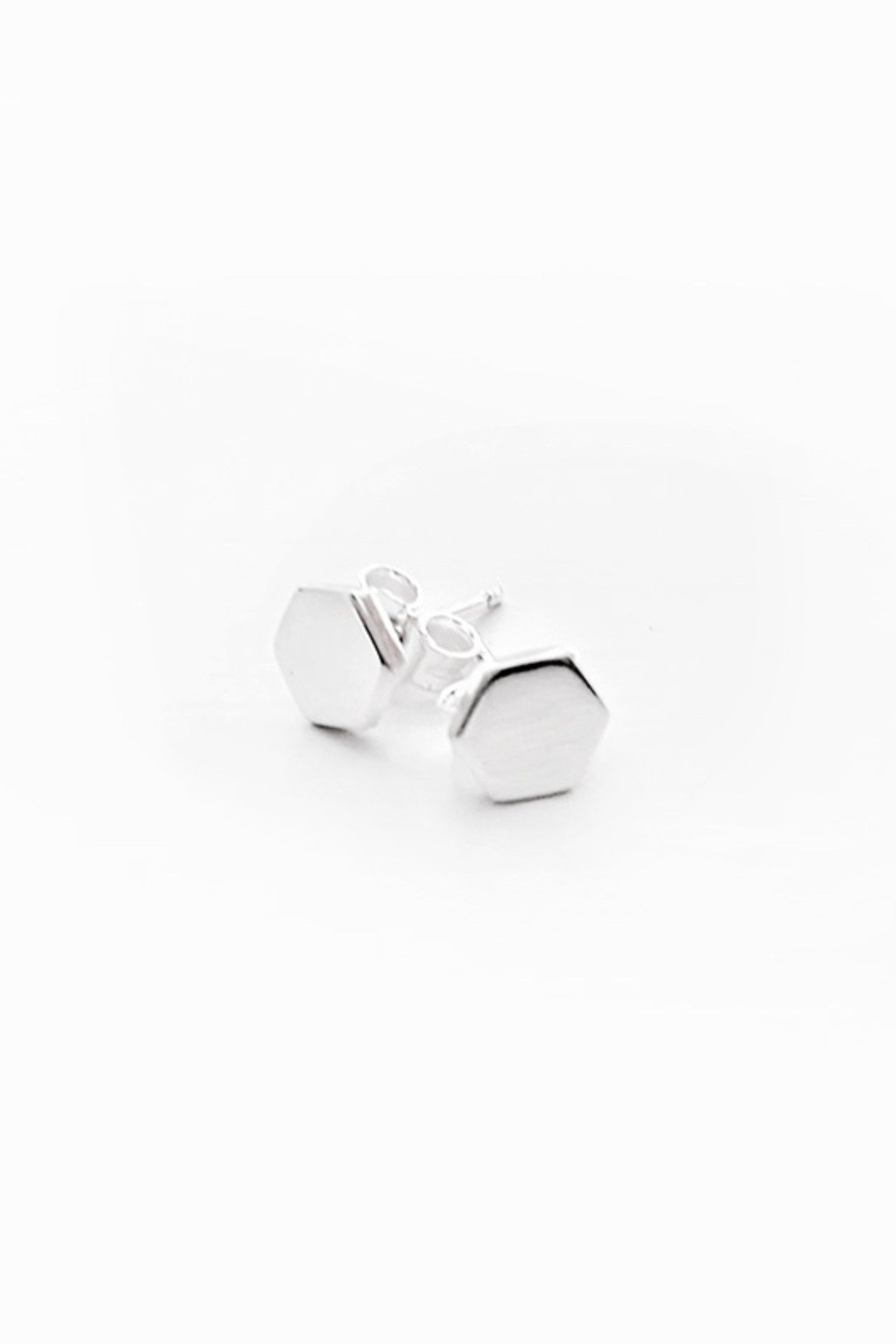 Ohrstecker Hexagon Silber