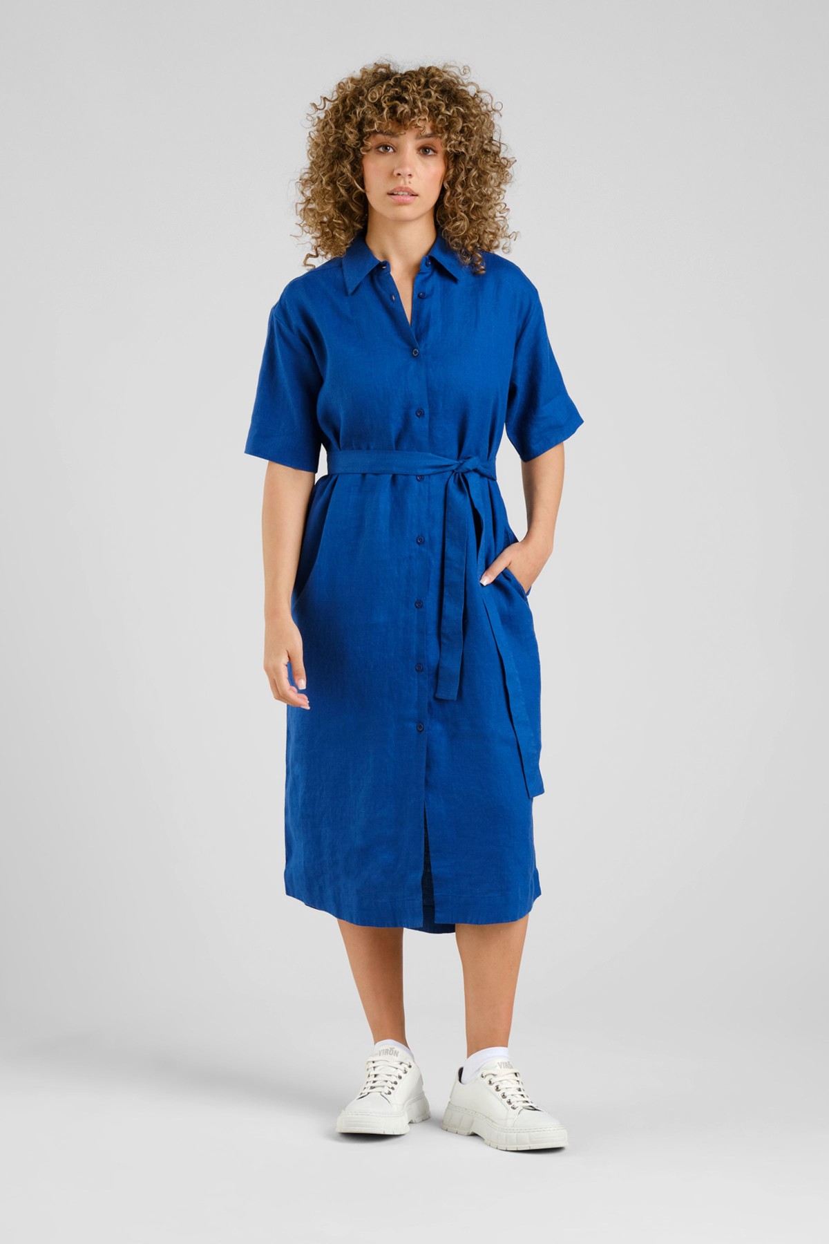 dedicated Kleid Ripa Linen Blau