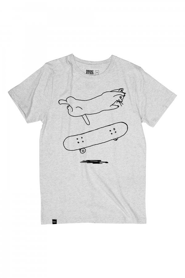 dedicated T-SHIRT STOCKHOLM CAT FLIP GRAU LOV13348 5