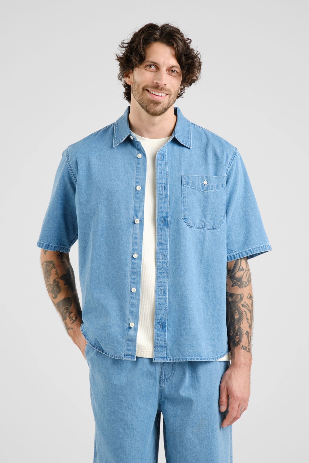 dedicated Hemd Skalhamn Denim Blau