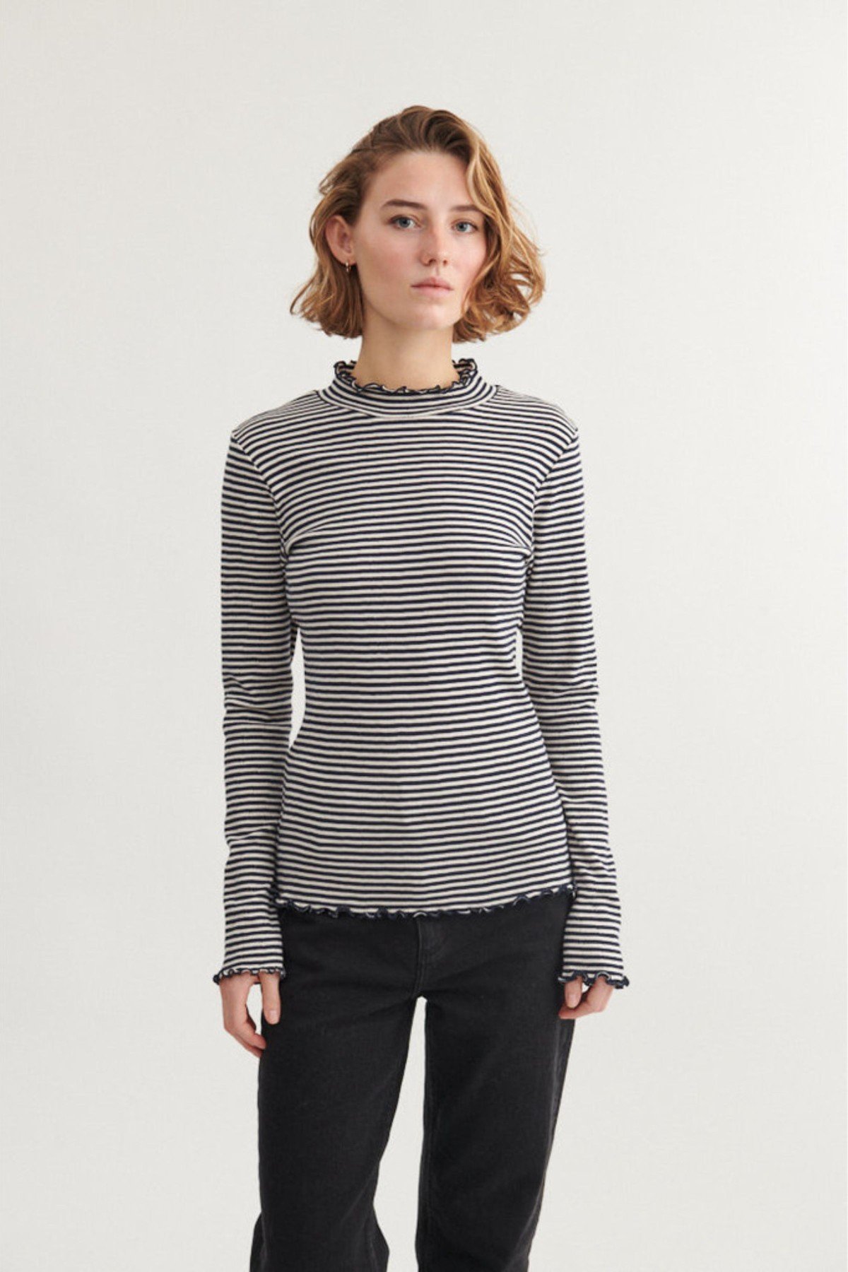 Longsleeve Silma High Neck Blau