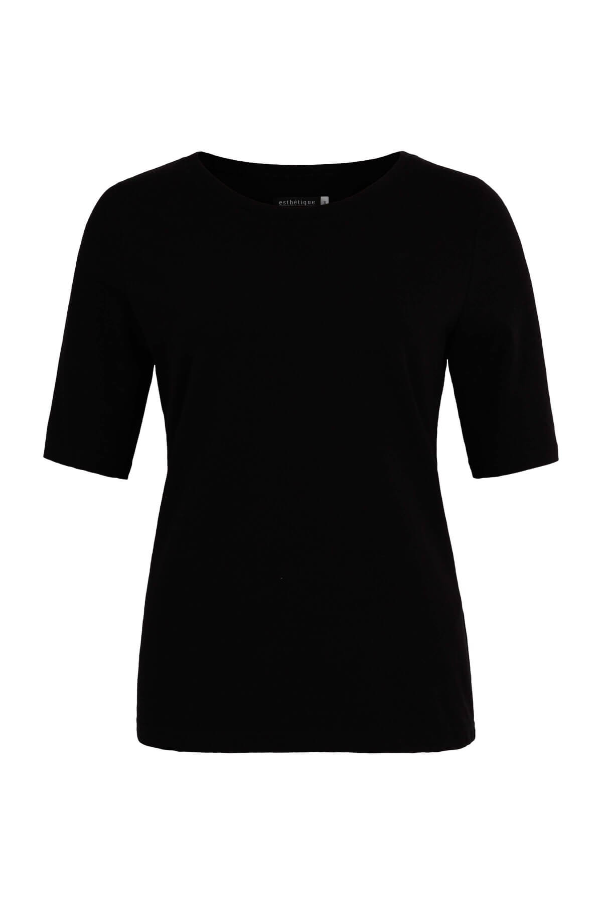 T-Shirt ohne Kragen Schwarz