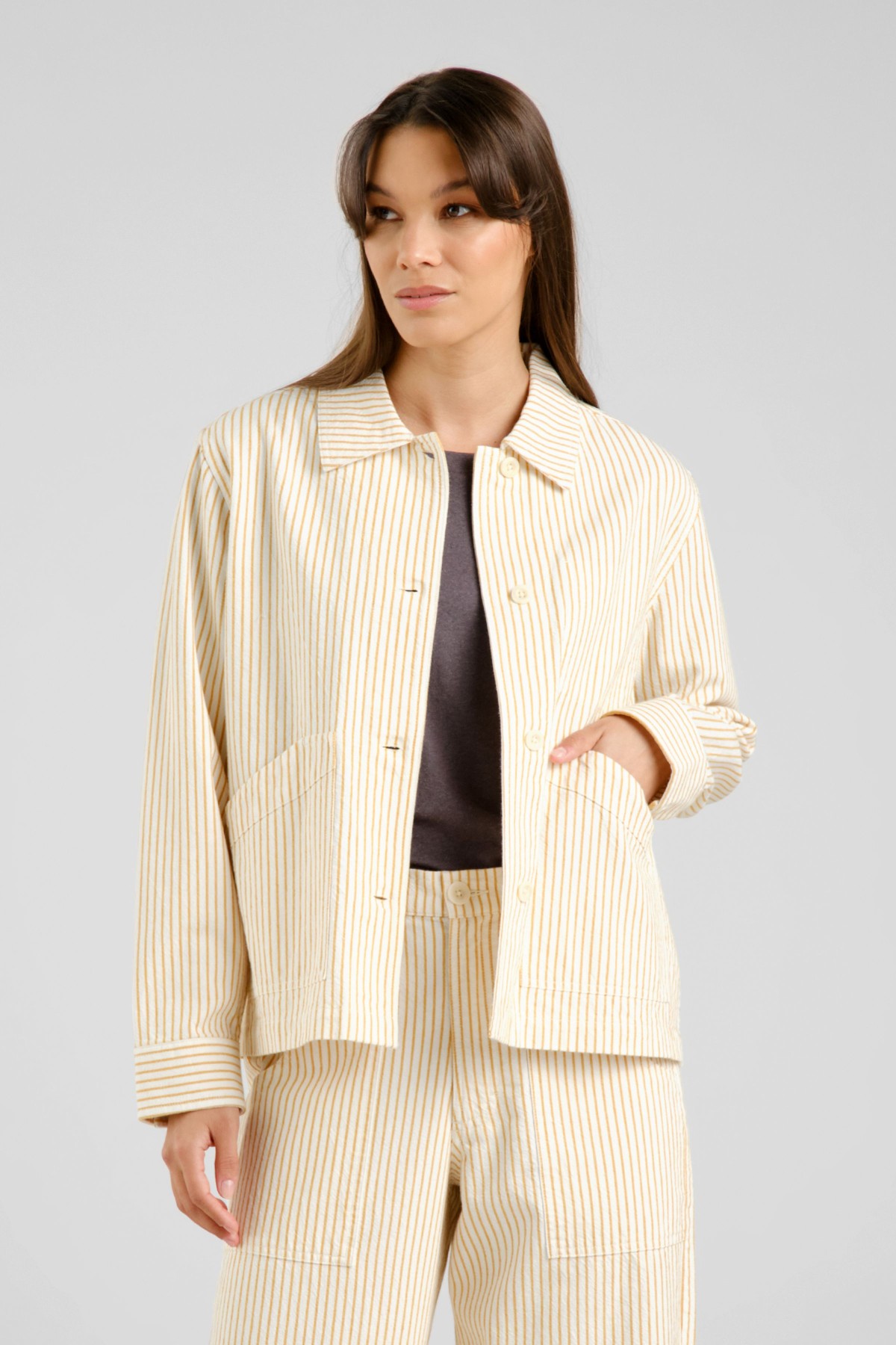 dedicated Jacke Stiby Work Stripe Gelb