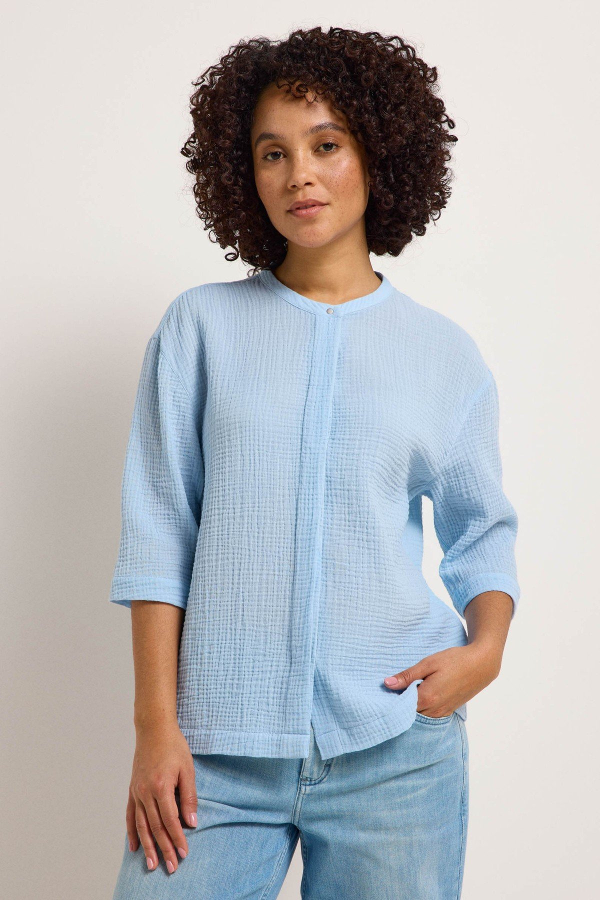 Bluse mit Struktur Blau
